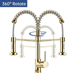 Modern Gold Kitchen Mixer Taps Pull out Spray 360° Mono Single Lever Sink Faucet — alternate product view 5