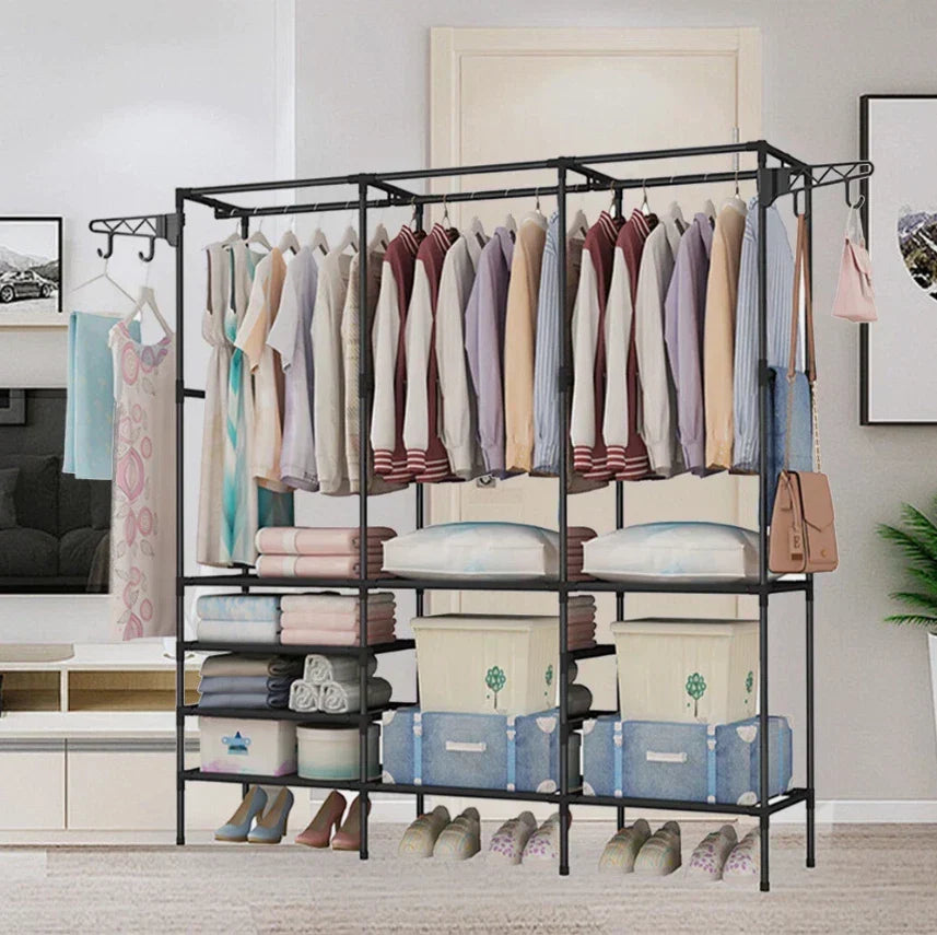 Clothes Rail Rack Garment Hanging Stand Shoe Storage Shelf Open Wardrobe — alternate product view 2