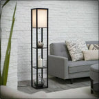Floor Lamp Free Standing Wood 3-Tier Storage Shelf Reading Bedroom Living Room — alternate product view 5