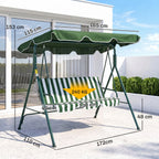 3-Seat Swing Chair Garden Swing Seat with Adjustable Canopy for Patio Green — alternate product view 7