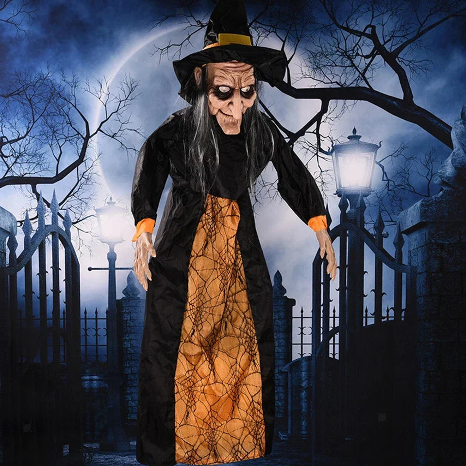 Halloween Hanging Witch Horror Witch with Red Eyes Prop Lighted Scream Witch — alternate product view 2