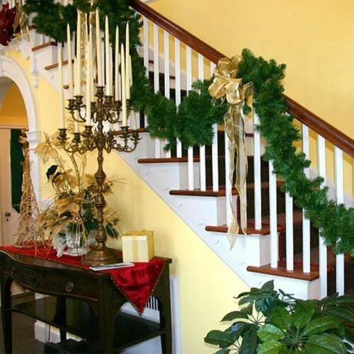 16FT Christmas Garland with LED Lights Pre Lit Stairs Home Fireplace Bushy Pine — alternate product view 7