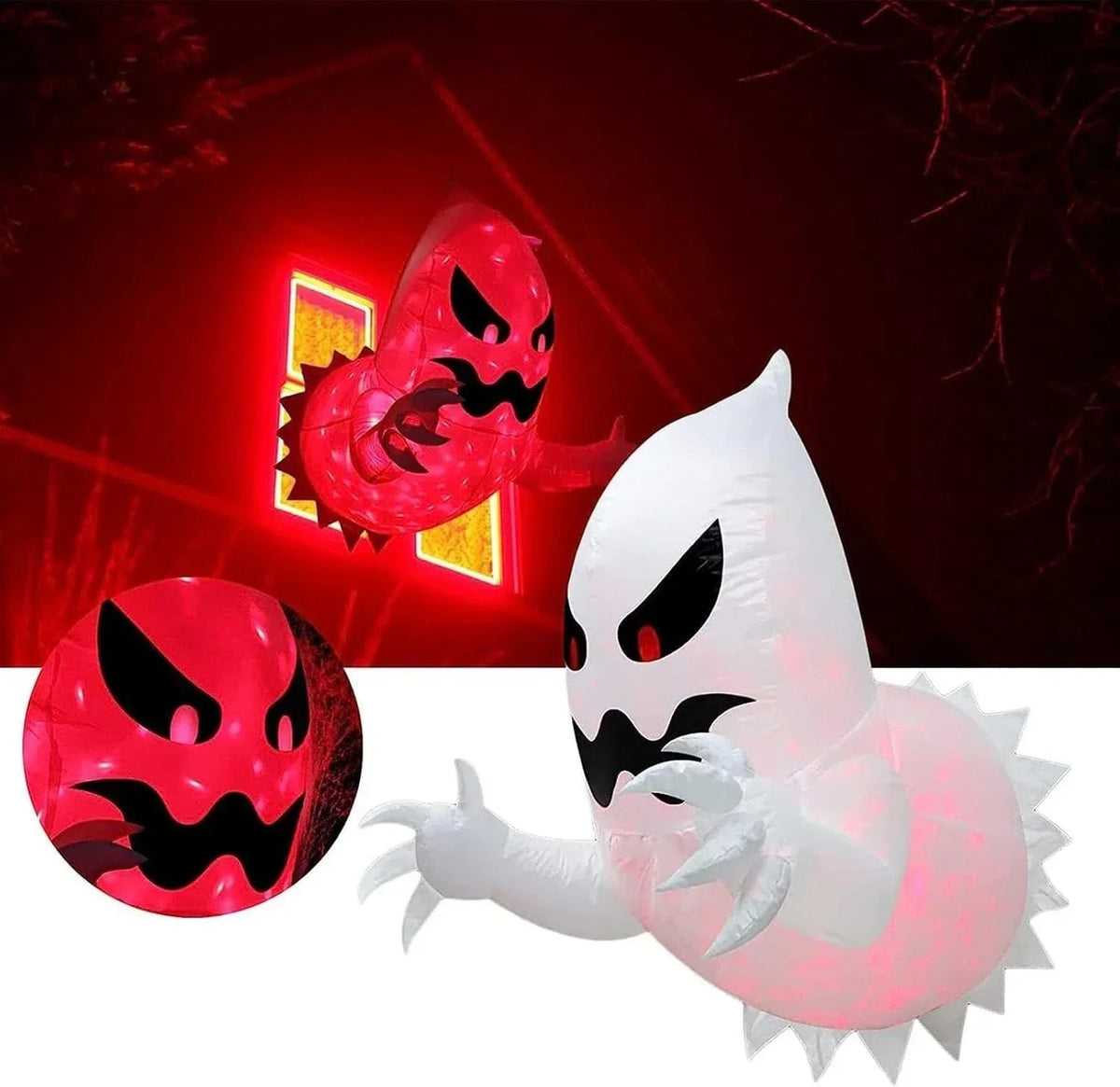 Halloween Inflatable Ghost With LED Lights Coming Out From Window Outdoor Decor — alternate product view 3
