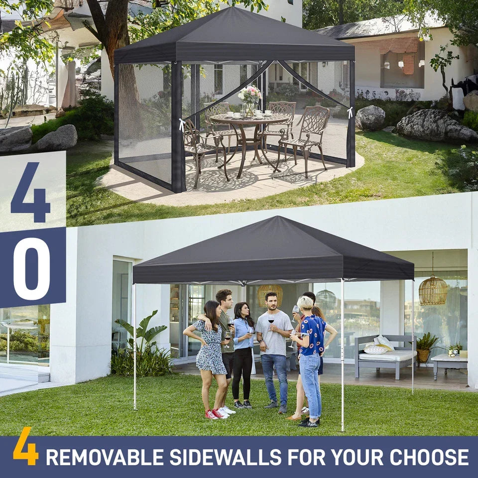 3X3M Heavy Duty Pop-up Gazebo Garden Canopy Tent W/ Detachable Mosquito Netting — alternate product view 3