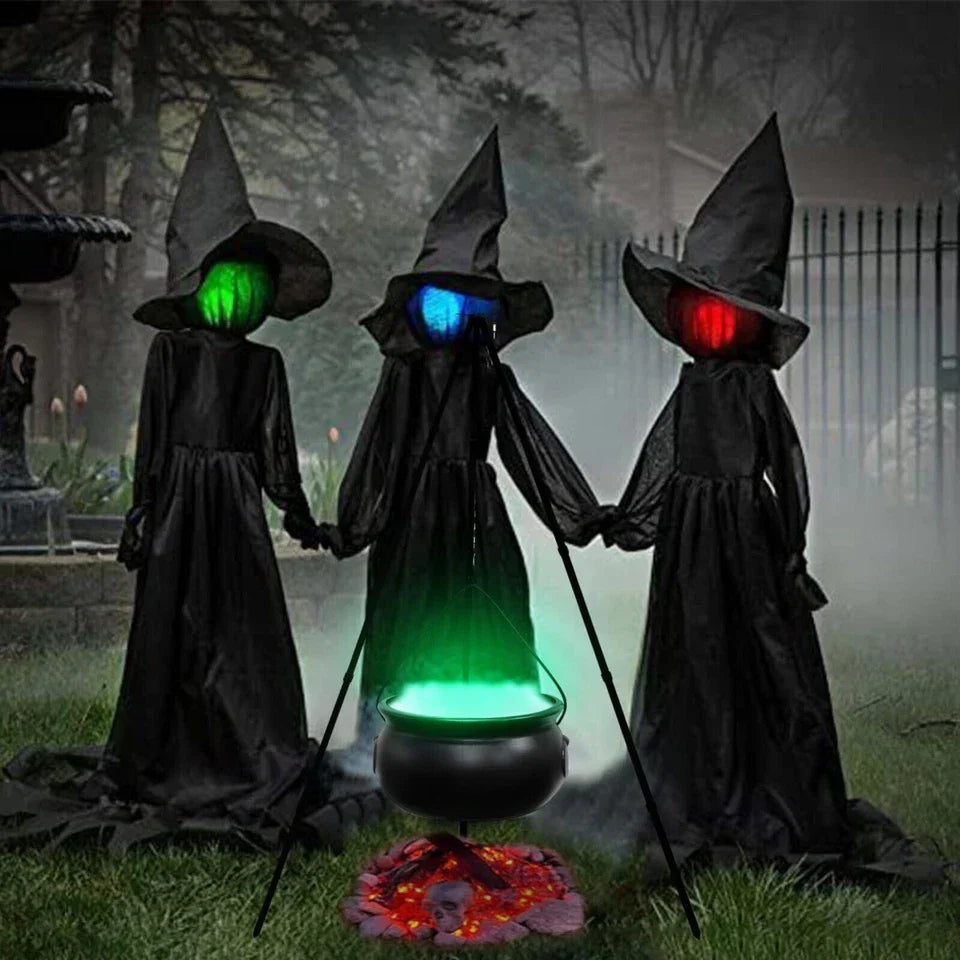 Halloween Decor Outdoor Large Witches Cauldron on Tripod with Light Yard Decor — alternate product view 6