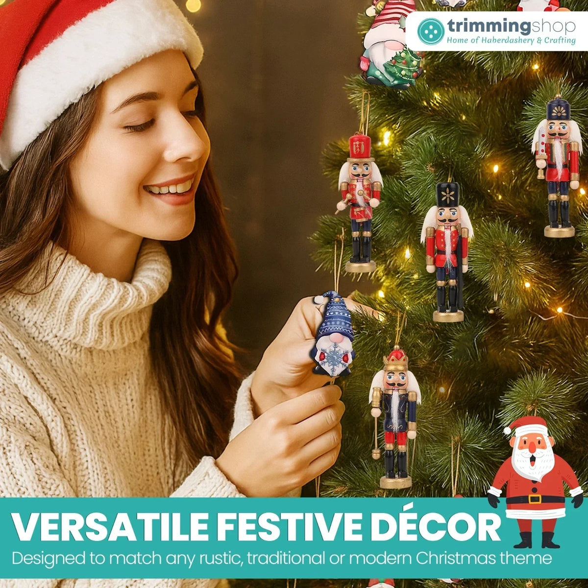 6 Pcs Nutcracker Soldiers Wooden Christmas Tree Decorations Xmas Hanging Decor — alternate product view 3
