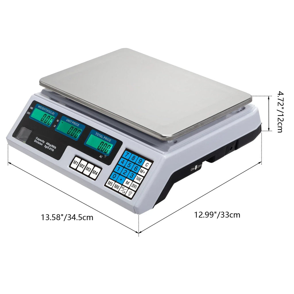 40Kg Digital Pricing Scale Electronic Price Computing Weight Shop Market UK Plug — alternate product view 4