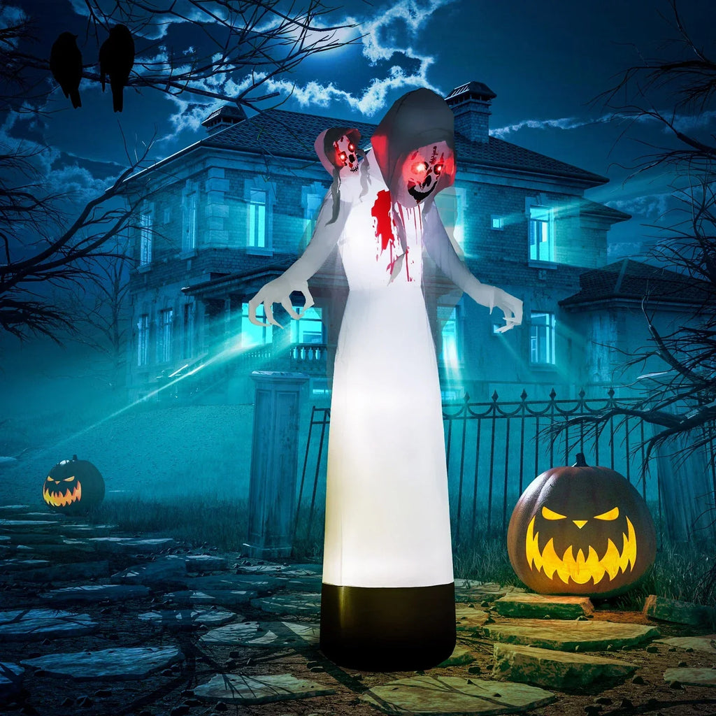8.9FT Tall Halloween Inflatable Three-Head Witch Ghost, Blow Up Decoration — alternate product view 2