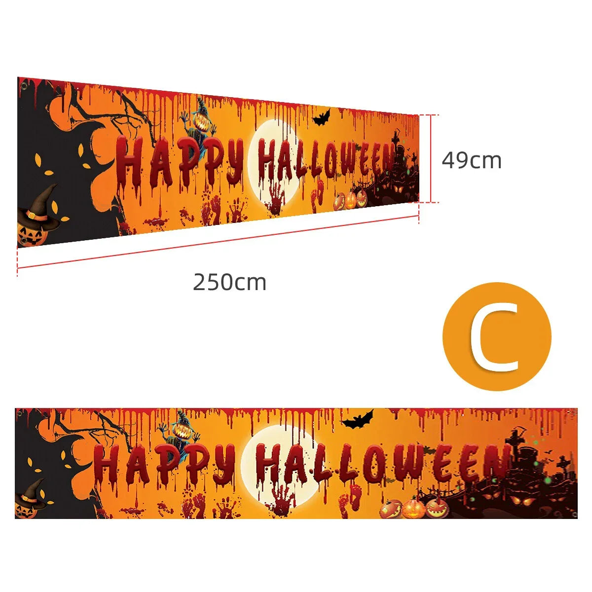 Happy Halloween Hanging Banner Flag Party Celebrate Foldable Home Outdoor Decor — C — product view