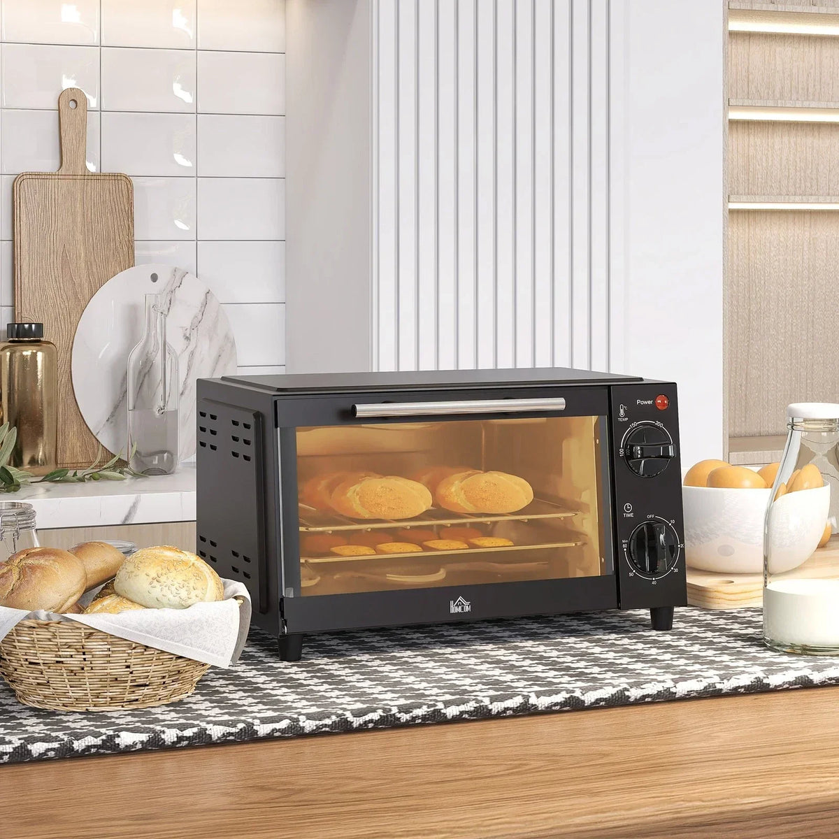 HOMCOM 9L Mini Oven with 60-Minute Timer — 750W Black — alternate product view 7
