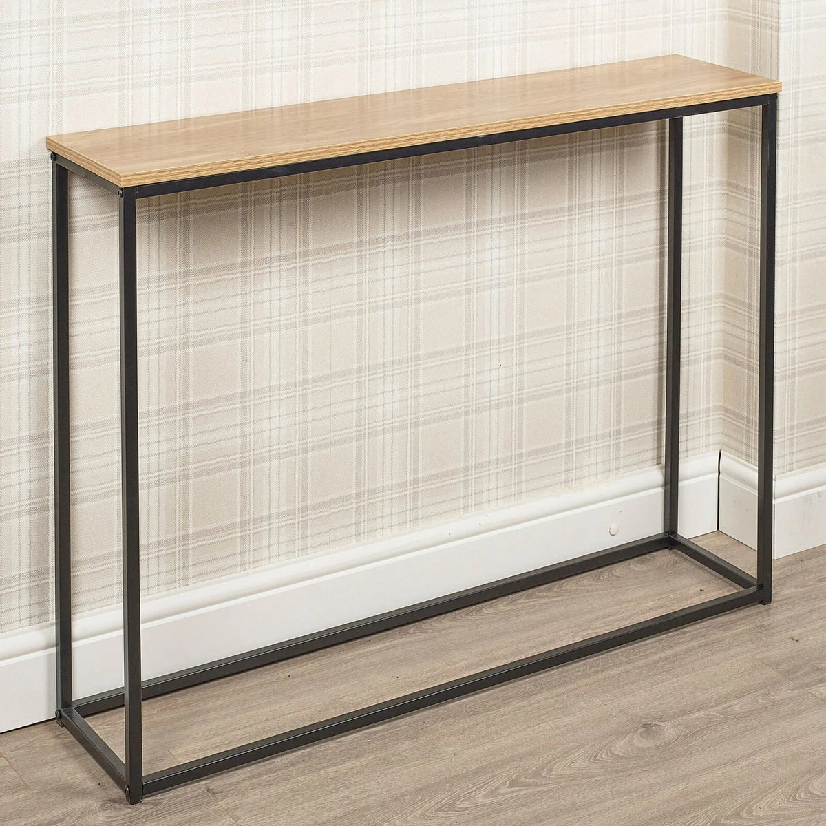Wooden Free Standing Hallway Console Table Living Room Shelf Display Metal Legs — alternate product view 4