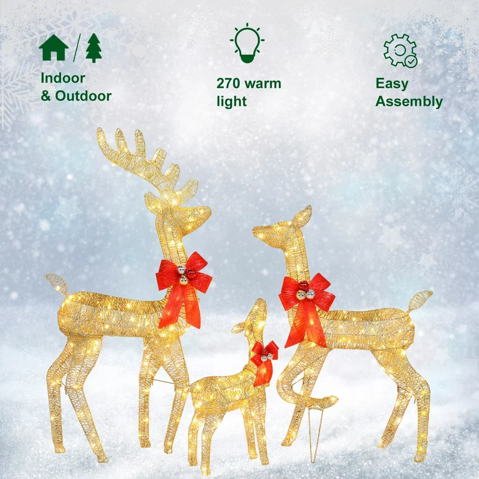 Set of 3 Pre lit Reindeer Deer Family LED Lights Outdoor Garden Xmas Decoration — alternate product view 7