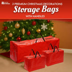 Christmas Storage Bags Xmas Tree Decorations Storage Zipper Bags with Handles x3 — alternate product view 2