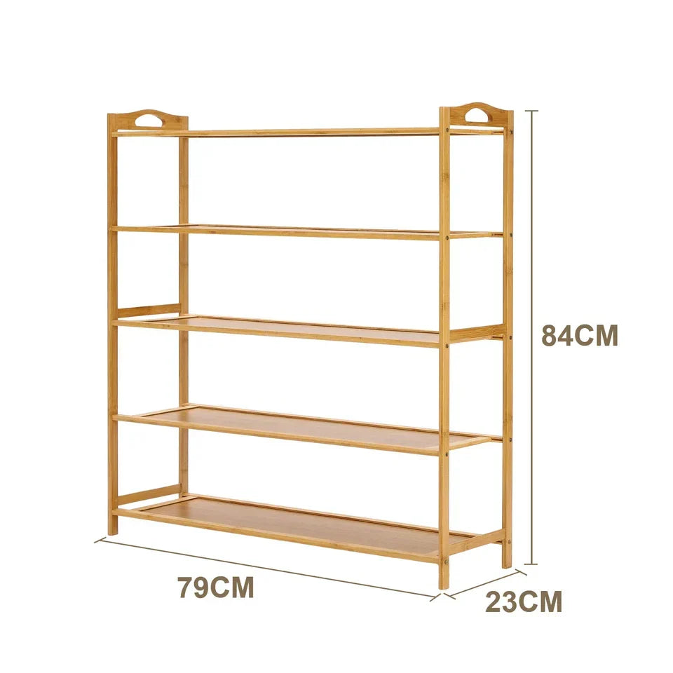 5 Tiers Bamboo Shoe Rack — on a clean white background