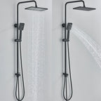 Black Exposed Bathroom Shower Twin Head Large Bar Set Square Valve Rail Hose Tap — alternate product view 4
