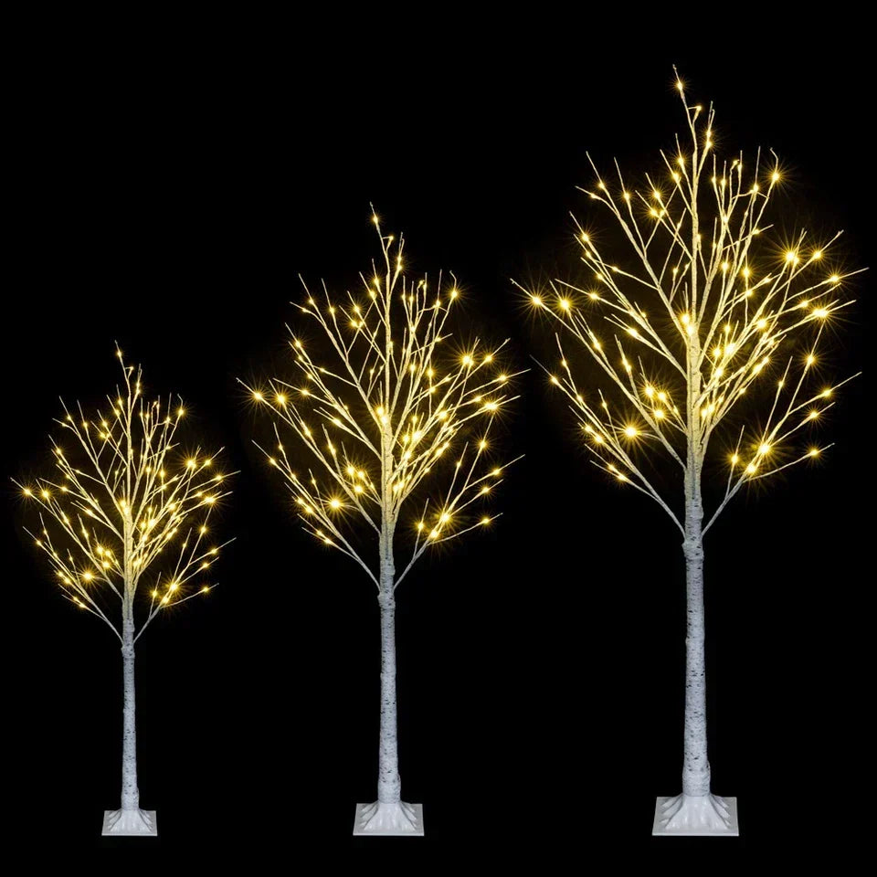 Outdoor 4ft, 6ft, 8ft Birch Christmas Twig Tree Pre Lit Ice Warm White Multi LED — alternate product view 2
