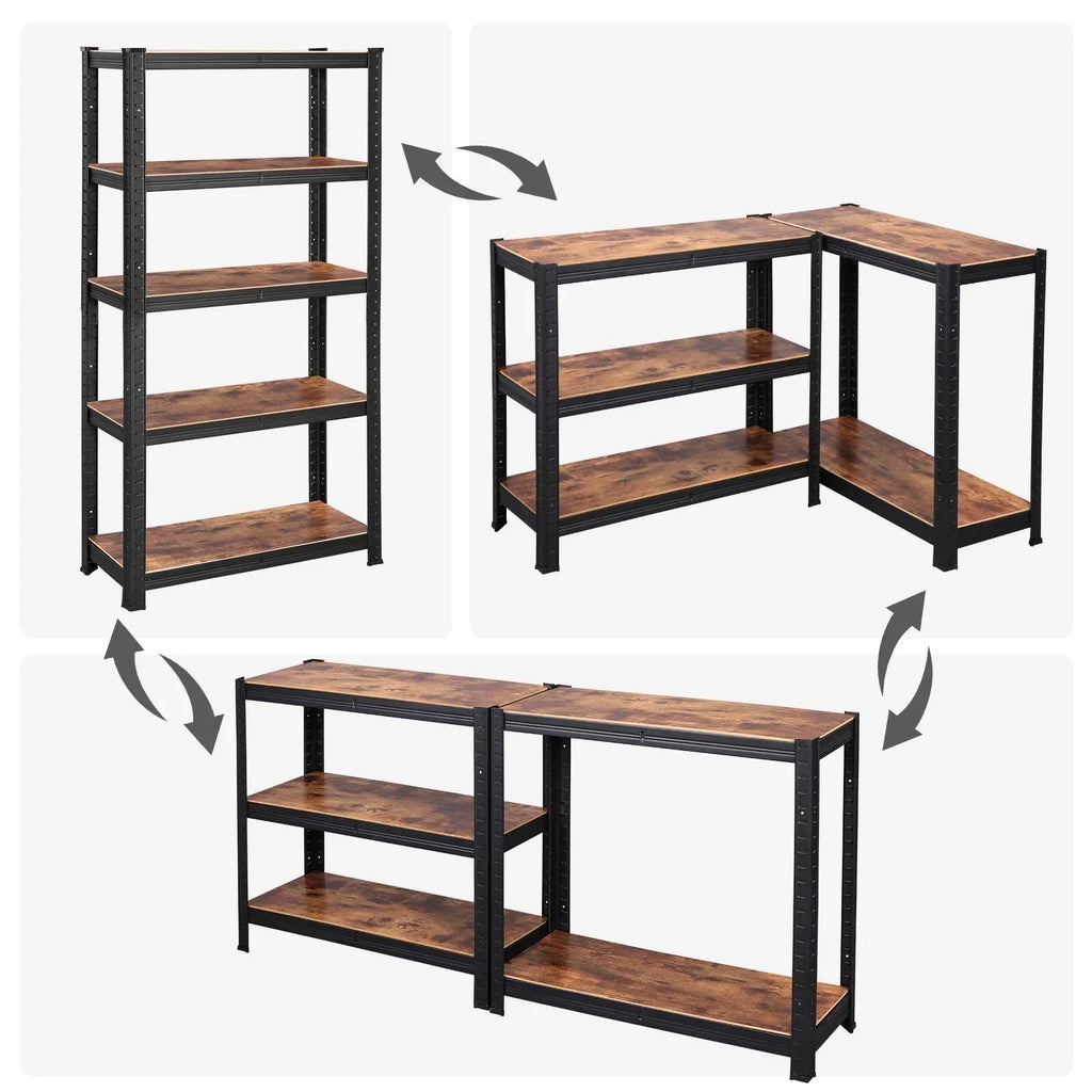 Shelving Unit 650kg Load Capacity Industrial Adjustable Rustic Brown — alternate product view 5