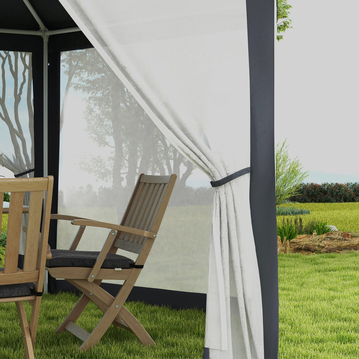 Dark Grey Hexagonal Metal Netting Gazebo Patio Out- door Canopy Party Marquee — alternate product view 8
