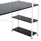 Computer Desk Laptop Table w/4-tier Bookshelf Metal Frame Black, White — alternate product view 8