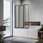 5 Folding Bath Shower Screen Black / Chrome Frame Wet Room Glass Panel 1200 x 1400mm — alternate product view 3