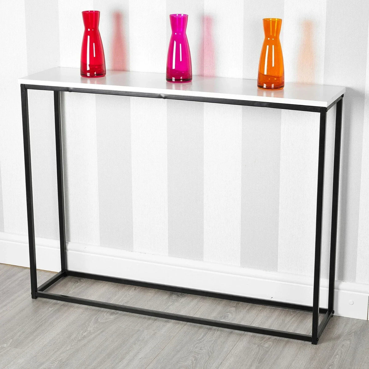 Wooden Free Standing Hallway Console Table Living Room Shelf Display Metal Legs — alternate product view 2