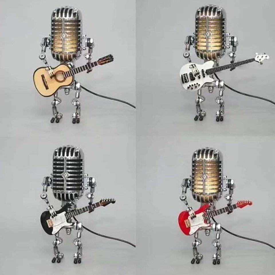 Retro Microphone Robot Desk Lamp LED Table Light Steampunk Ornament Decor Gifts — alternate product view 12