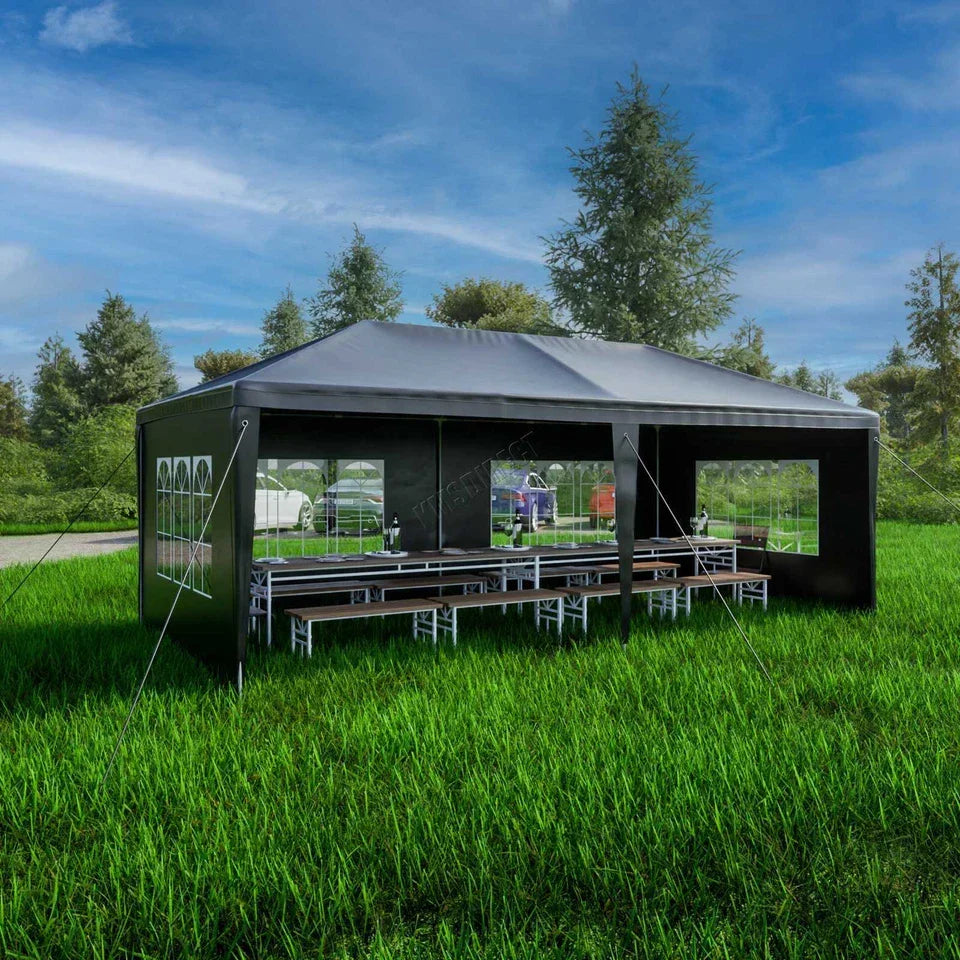 3x6m Garden PE Gazebo Party Wedding Camping — Grey — product view