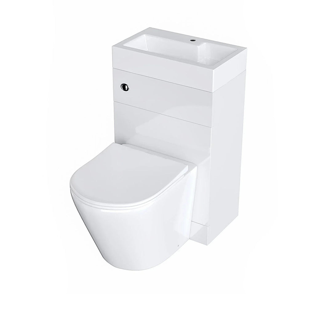 Debra 2 in 1 Compact Basin and BTW Rimless Toilet Combo Space Save Cloakroom — on a clean white background