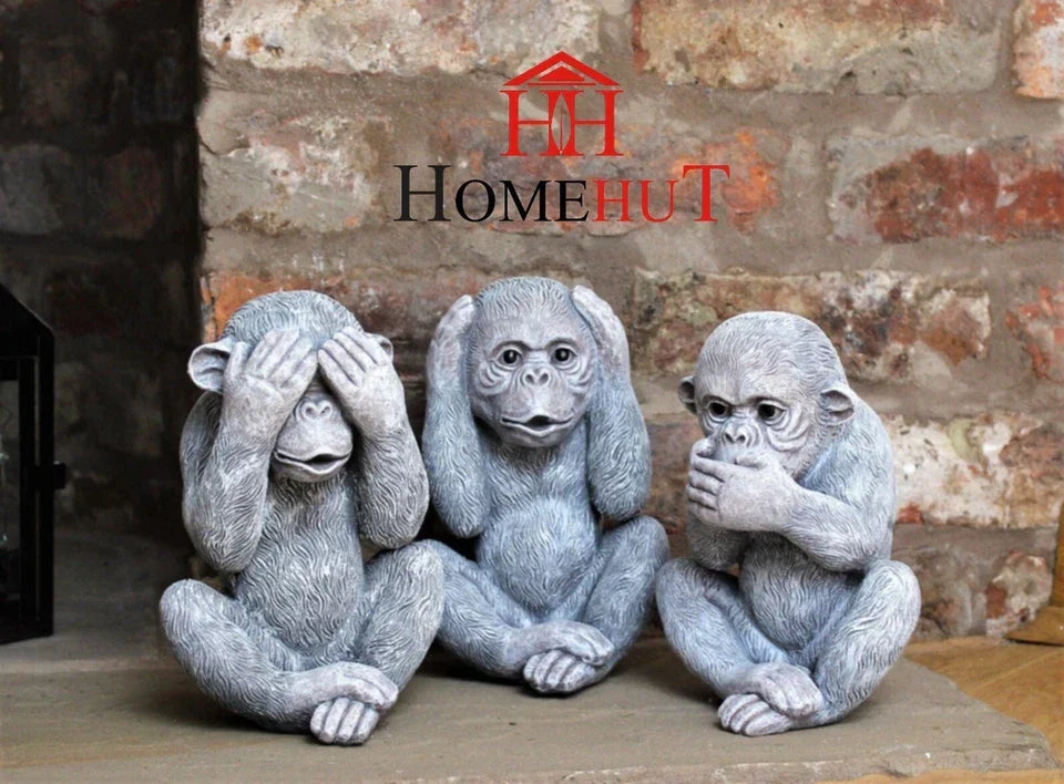 3 Wise Monkey Garden Ornaments See, Speak, Hear No Evil Monkey — alternate product view 6