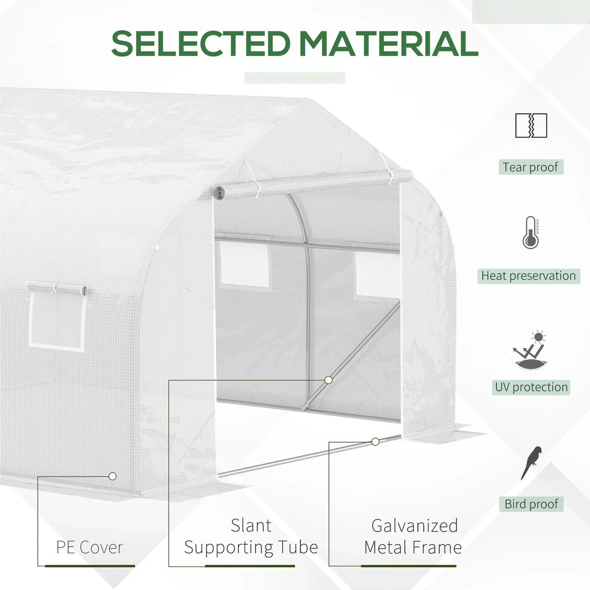 Outsunny 4.5x3x2m PE Mesh Cover Galvanized Metal Frame Walk-In Greenhouse — alternate product view 5
