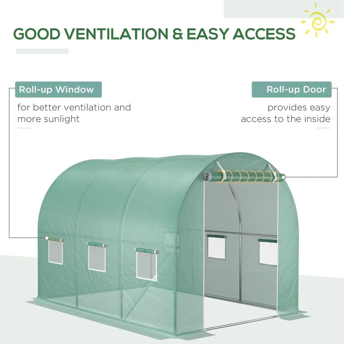 3 x 2 x 2m Greenhouse Replacement Cover ONLY for Tunnel Greenhouse — alternate product view 6