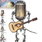 Retro Microphone Robot Desk Lamp LED Table Light Steampunk Ornament Decor Gifts — Yellow — product view