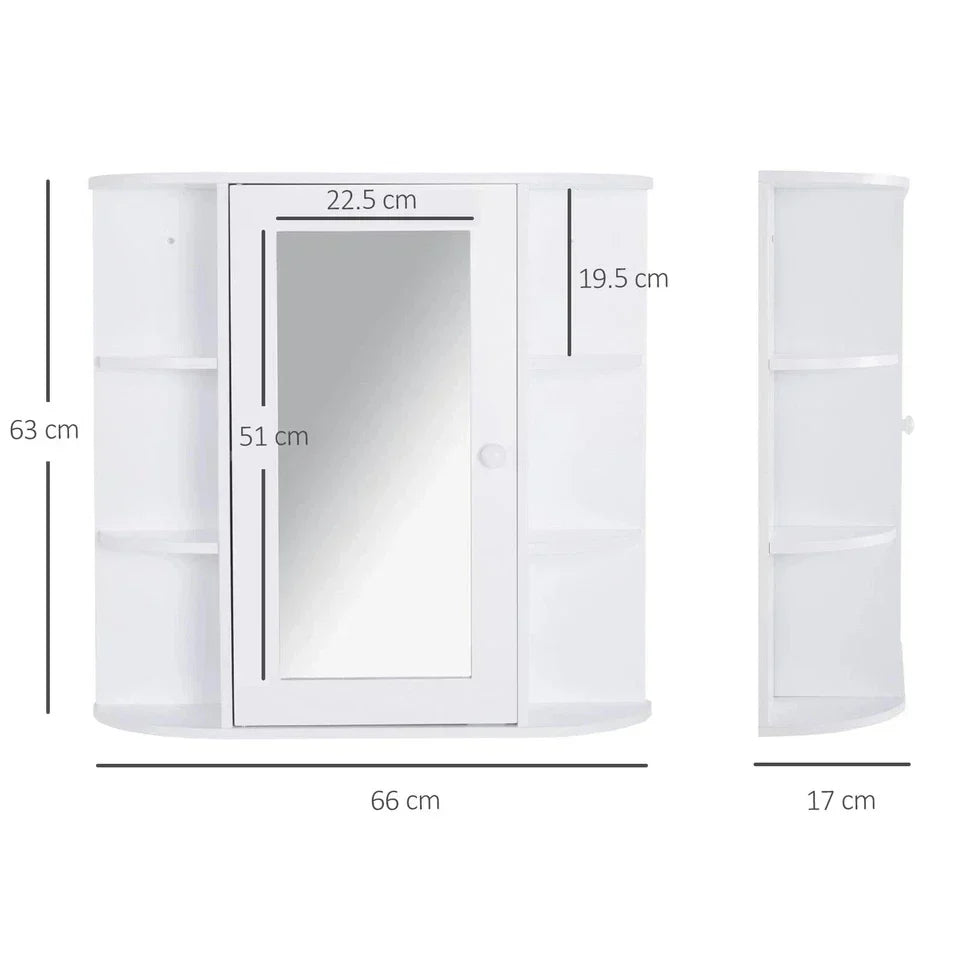 Wall Mounted Bathroom Cabinet with Mirror Single Door Storage Shelves — on a clean white background