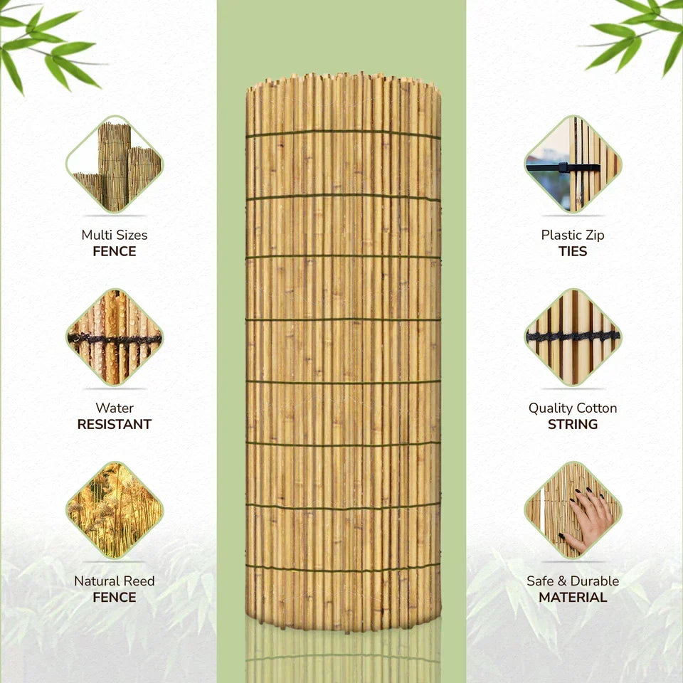 Bamboo Slat Fence Screen Roll Screening Fencing Privacy Sun Panel Garden Outdoor — alternate product view 8
