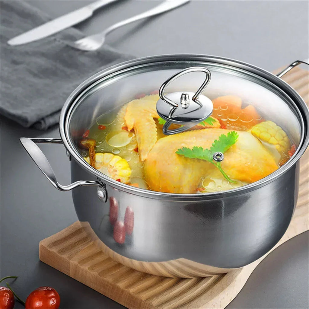 Stainless-Steel Cookware Set with Glass Lids — Silver — alternate product view 10