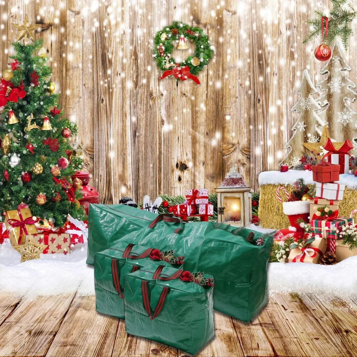 Set Of 3 Green Christmas Tree Storage Bag — alternate product view 2