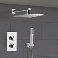 Modern Concealed Square Shower Brass Valve Mixer Twin Head Shower Set Chrome — alternate product view 2