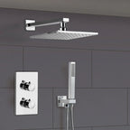 Modern Concealed Square Shower Brass Valve Mixer Twin Head Shower Set Chrome — alternate product view 2