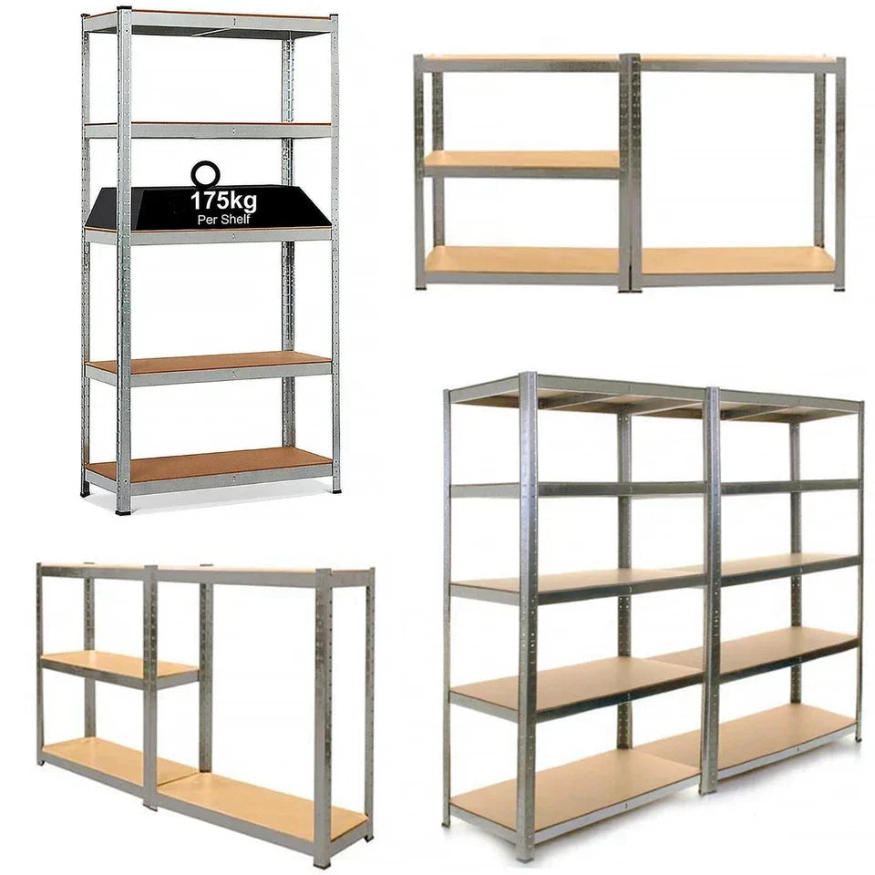 3x Metal 5 Tier Garage Shelves Shelving Unit Racking Storage 180 x 90 x 40cm — alternate product view 3
