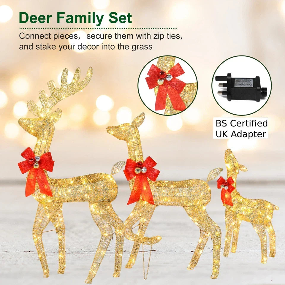 Set of 3 Pre lit Reindeer Deer Family LED Lights Outdoor Garden Xmas Decoration — alternate product view 6