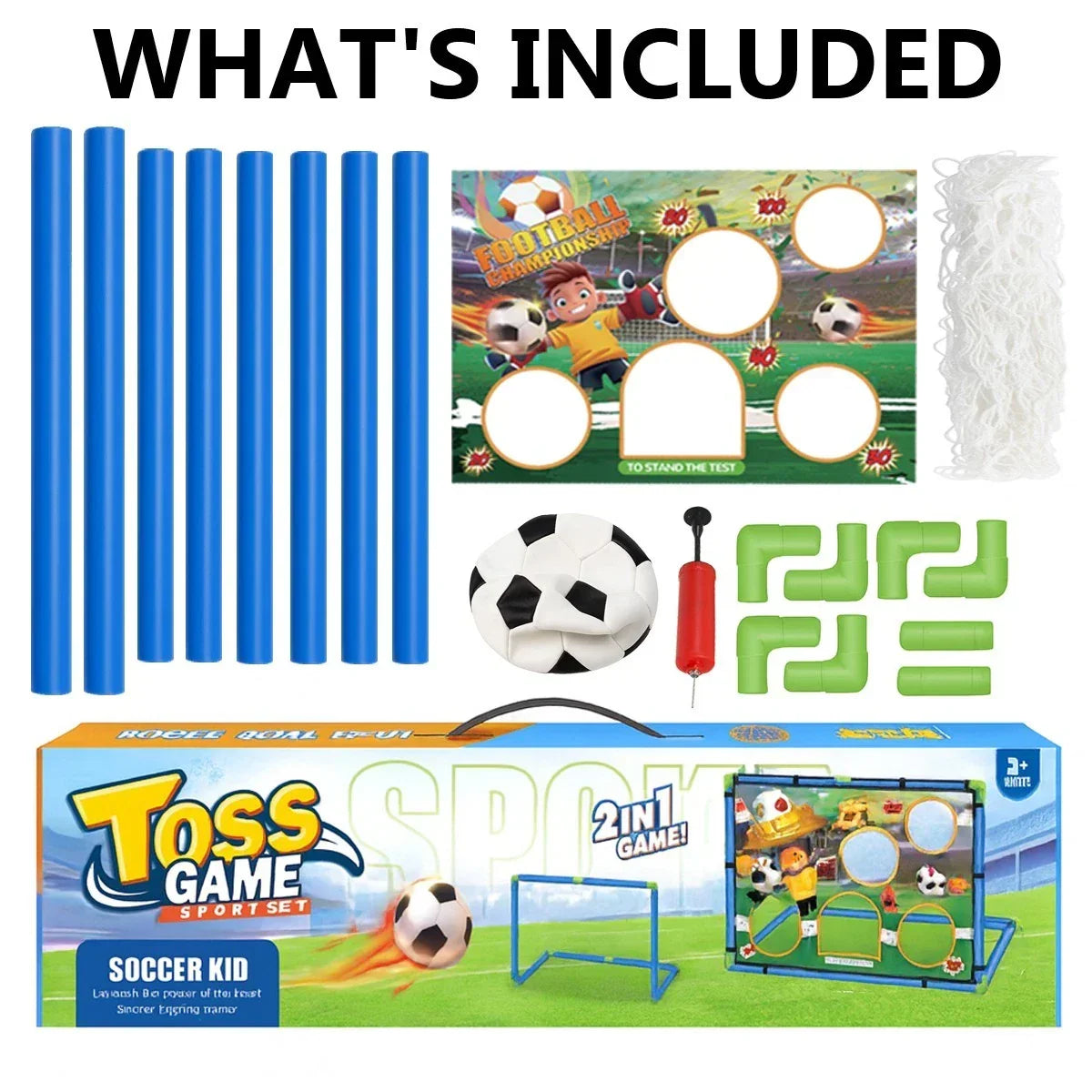 Kids 2in1 Portable Soccer Goal Post Up Football Target Board With Net, Ball Pump — alternate product view 6