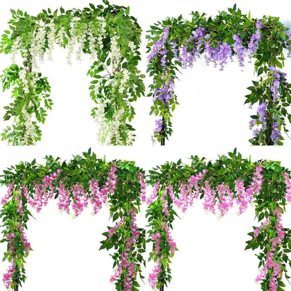 2X7FT Artificial Wisteria Vine Garland Foliage Flower Plant Trailing Home Decor — alternate product view 8