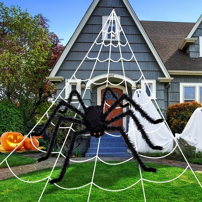 2M Big Spider+5M Web Set Halloween Haunted House Prop Indoor Outdoor Home Decor — main product view