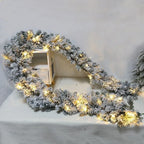 9Ft Christmas LED Pre Lit Garland Snow Flocked Artificial Wreath Xmas Decora — alternate product view 4
