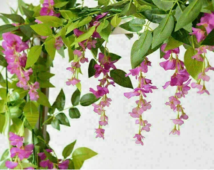 2X7FT Artificial Wisteria Vine Garland Foliage Flower Plant Trailing Home Decor — Red Rose — product view