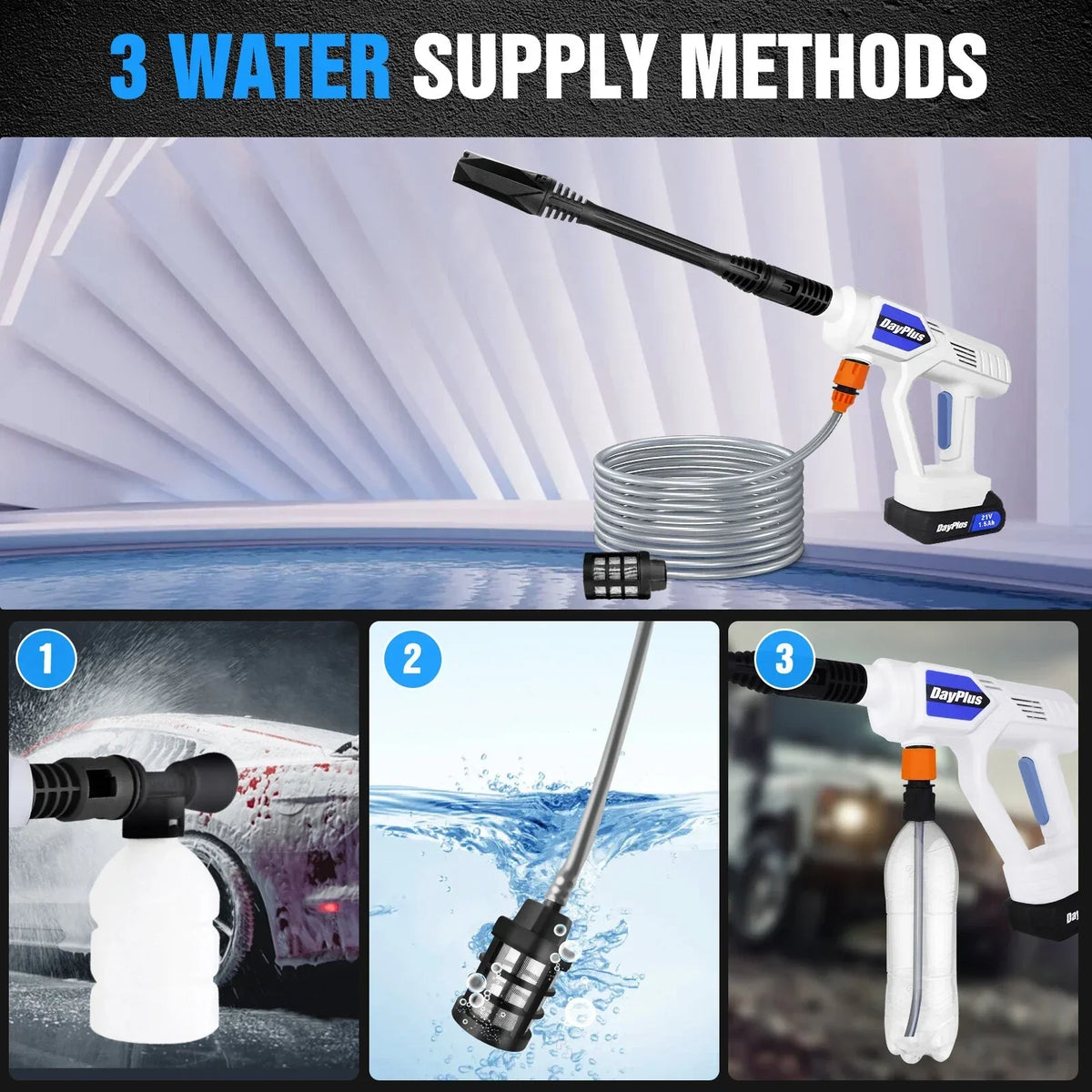 Portable Cordless Car High Pressure Washer Jet Water Wash Cleaner Gun Battery UK — alternate product view 11