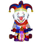 4ft Blow Up Halloween Inflatable Clown on Bicycle with 3 Built-in LED Lights — on a clean white background