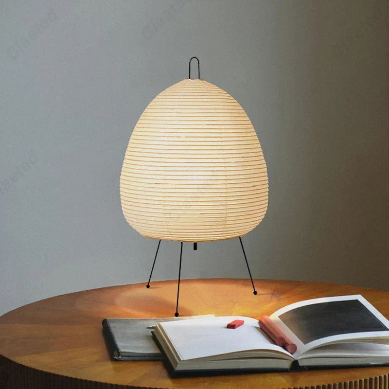 Japanese Design Paper Table Lamp Tripod Rice Paper Table UK Plug — alternate product view 6