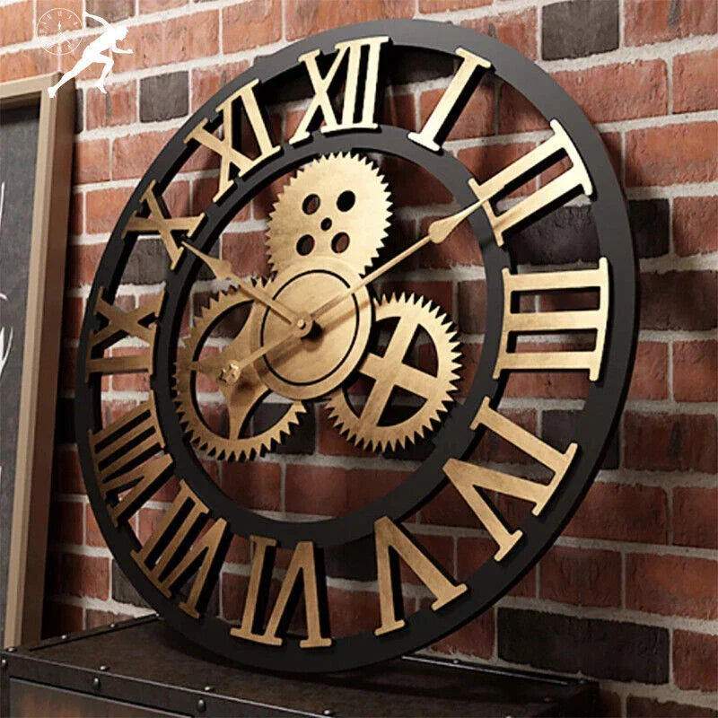 60cm Extra Large Roman Numerals Skeleton Wall Clock Giant Big Open Face Round UK — alternate product view 2