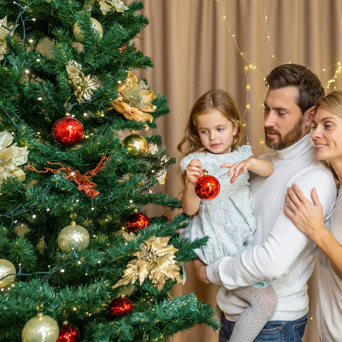 4/5/6/7ft Pencil Slim Christmas Tree with Lights Artificial XMAS Home Decoration — alternate product view 7